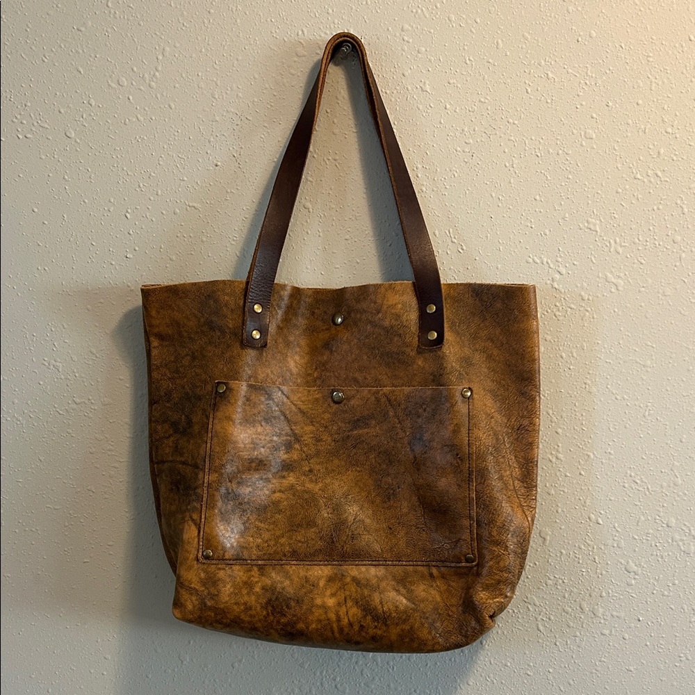 Jill's Homestead The Tote Brown Vegetable Tanned Leather